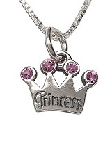 admirable little pink princess silver baby necklace